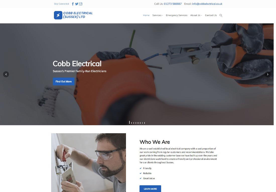 Cobb Electrical website screenshot