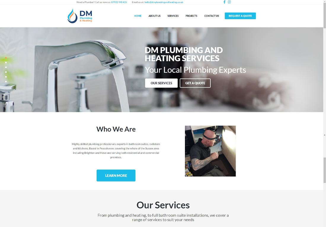 DM Plumbing & Heating website screenshot