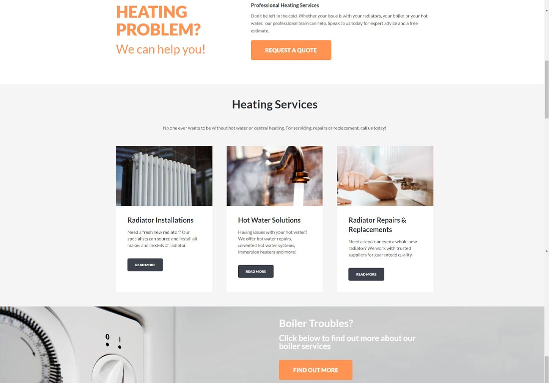 DM Plumbing & Heating website screenshot