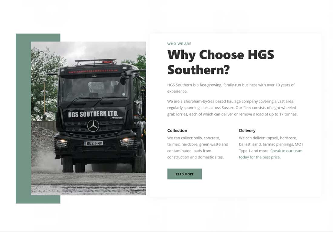 screenshot of HGS website