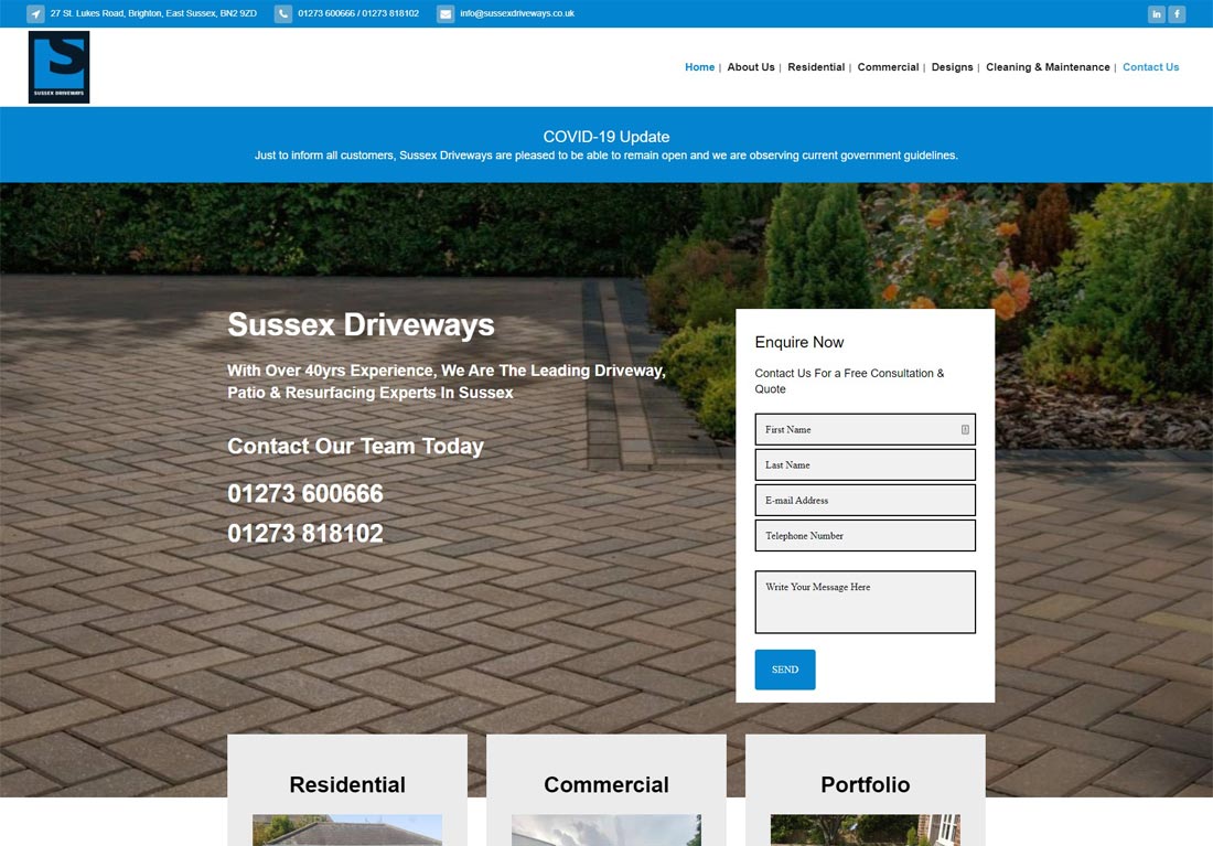 Sussex Driveways website screenshot