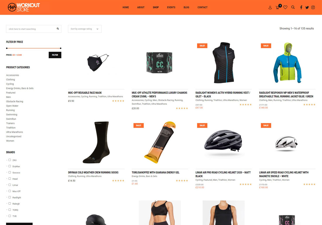 Workout Store website screenshot