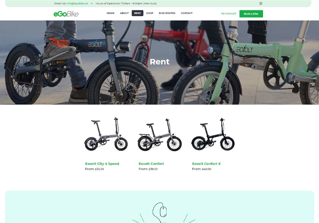 eGo Bike website screenshot