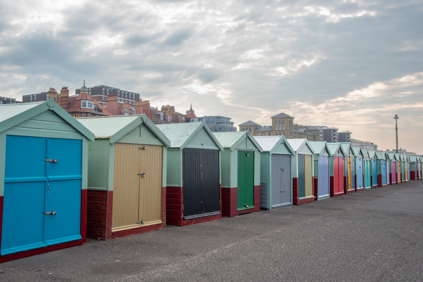 multicoloured huts on Brighton beach